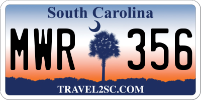 SC license plate MWR356