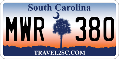 SC license plate MWR380