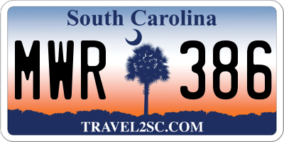 SC license plate MWR386