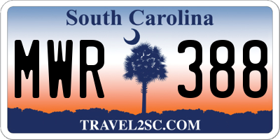 SC license plate MWR388