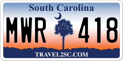 SC license plate MWR418