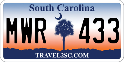 SC license plate MWR433