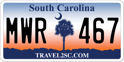 SC license plate MWR467