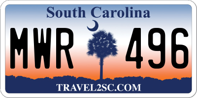 SC license plate MWR496