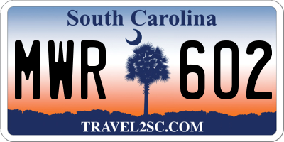 SC license plate MWR602