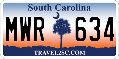 SC license plate MWR634