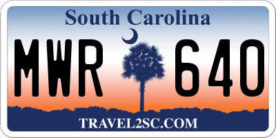 SC license plate MWR640
