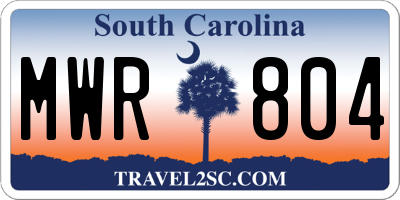 SC license plate MWR804