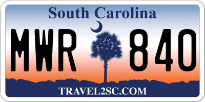 SC license plate MWR840