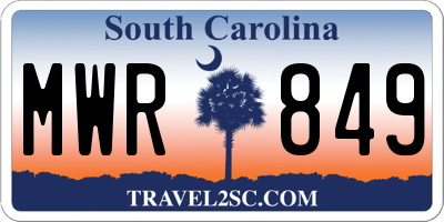 SC license plate MWR849