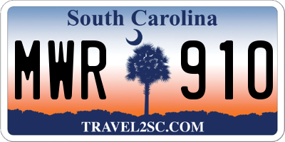 SC license plate MWR910