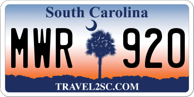 SC license plate MWR920