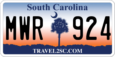 SC license plate MWR924