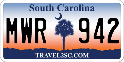 SC license plate MWR942