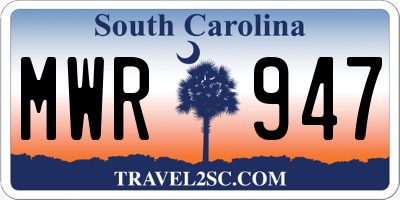 SC license plate MWR947