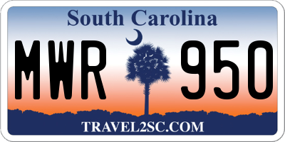 SC license plate MWR950