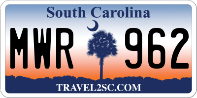 SC license plate MWR962