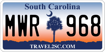 SC license plate MWR968