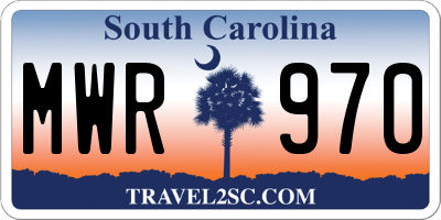SC license plate MWR970
