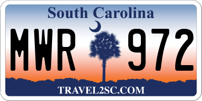 SC license plate MWR972