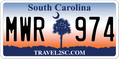 SC license plate MWR974