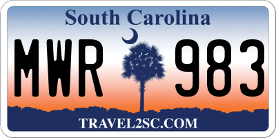 SC license plate MWR983