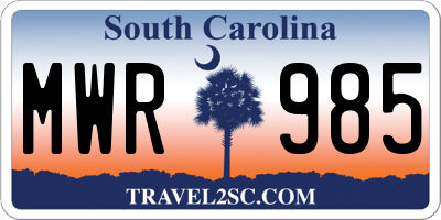 SC license plate MWR985