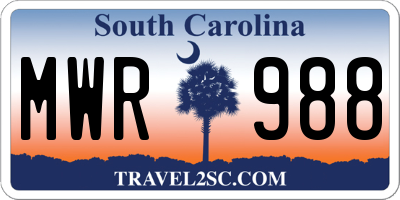 SC license plate MWR988
