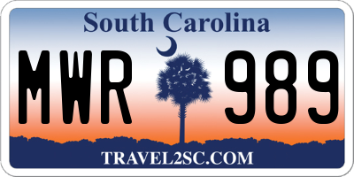 SC license plate MWR989