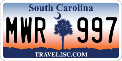 SC license plate MWR997