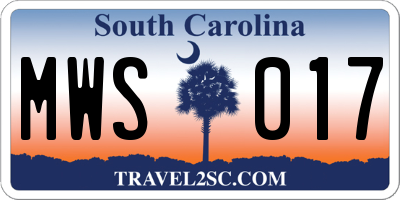 SC license plate MWS017