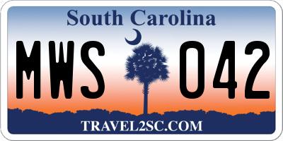 SC license plate MWS042