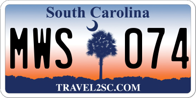 SC license plate MWS074