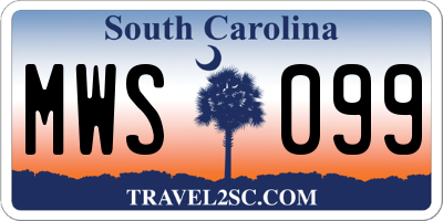 SC license plate MWS099