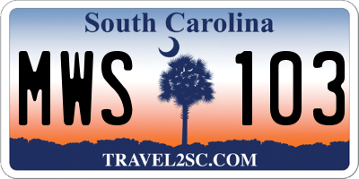 SC license plate MWS103