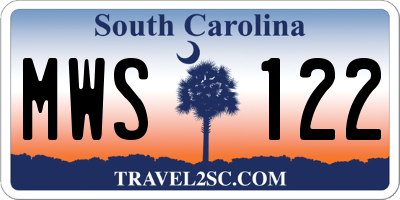 SC license plate MWS122