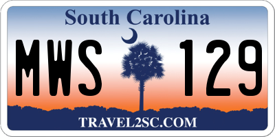 SC license plate MWS129