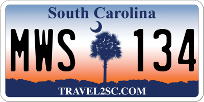 SC license plate MWS134