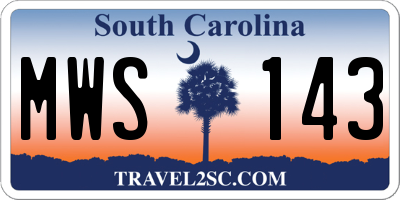 SC license plate MWS143