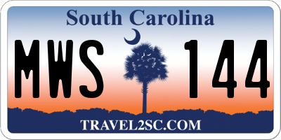 SC license plate MWS144