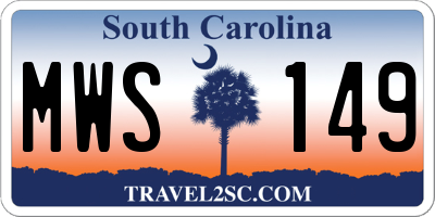SC license plate MWS149