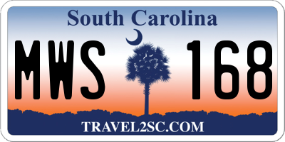 SC license plate MWS168