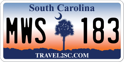 SC license plate MWS183