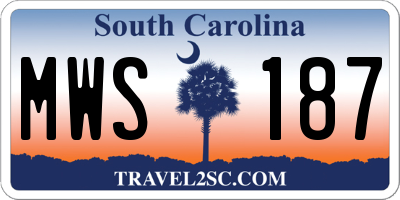 SC license plate MWS187