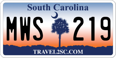 SC license plate MWS219