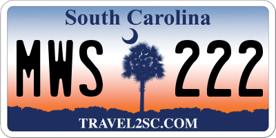 SC license plate MWS222