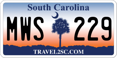 SC license plate MWS229