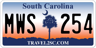 SC license plate MWS254