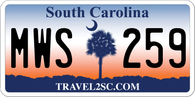 SC license plate MWS259