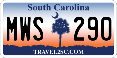 SC license plate MWS290